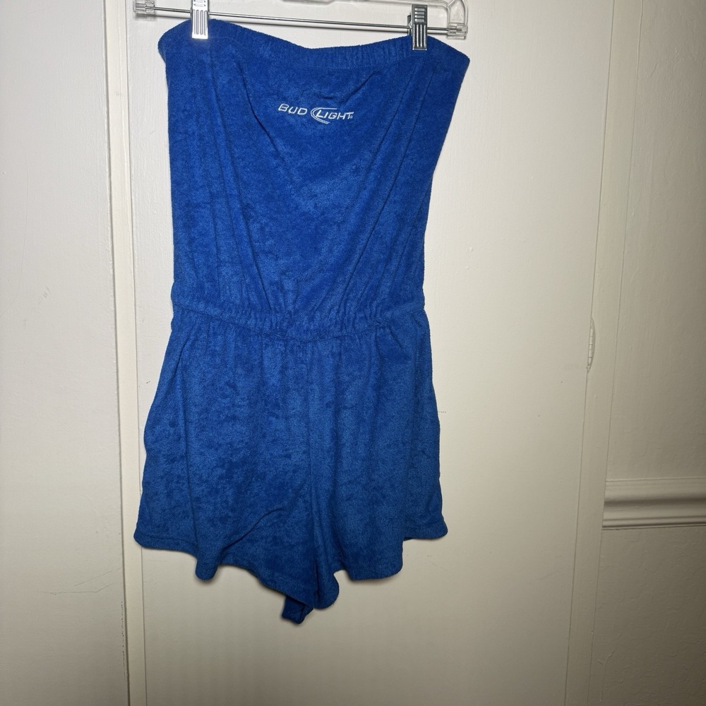 Bud Light Promotional Strapless Royal Blue Romper Size Small Women's One Piece